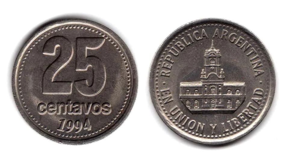 Las monedas argentinas de 25 centavos que valen una fortuna: ¿que detalle las hace especiales?. Foto: BCRA