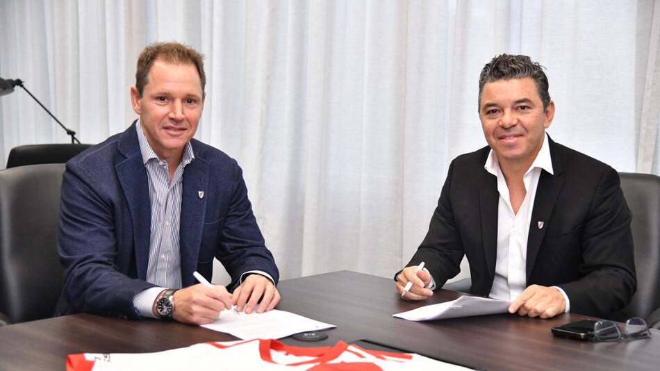 Jorge Brito y Marcelo Gallardo. Foto: X @RiverPlate.