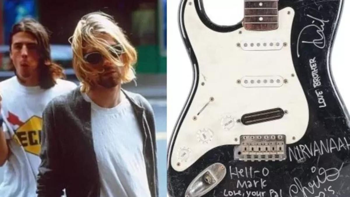 Kurt Cobain, guitarra subastada. Foto: EFE