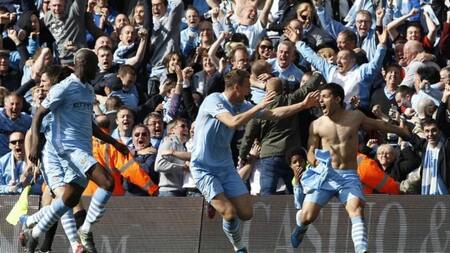 Kun Agüero campeón de la premier league con el Manchester City.