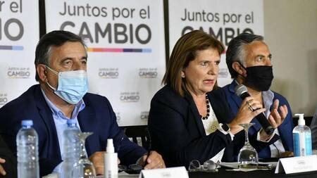Mario Negri, Patricia Bullrich y Alfredo Cornejo, Foto: NA