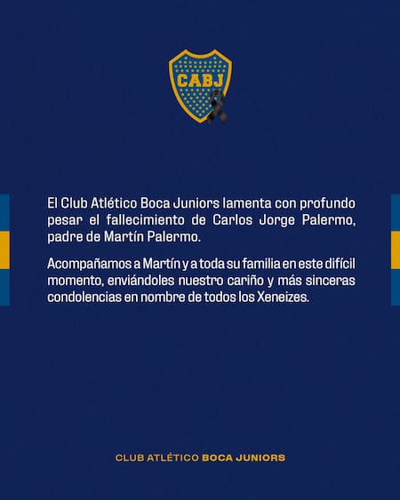 El mensaje de Boca en apoyo a Palermo. Foto: X @BocaJrsOficial