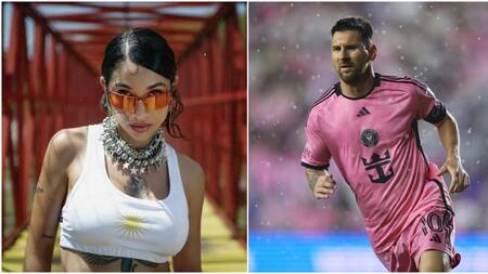 María Becerra y Lionel Messi. Fotos: Instagram/mariabecerra - Reuters.