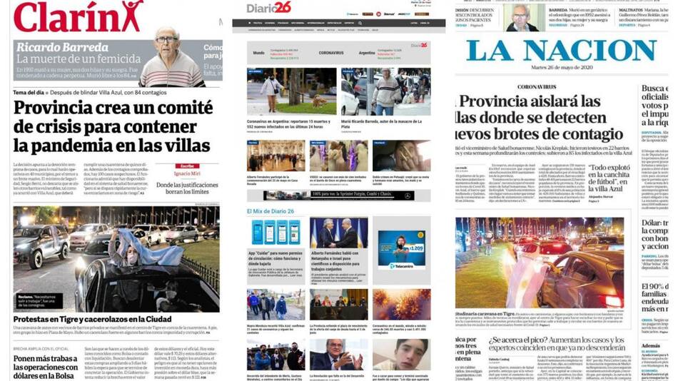 Tapas de diarios, martes 26 de mayo de 2020