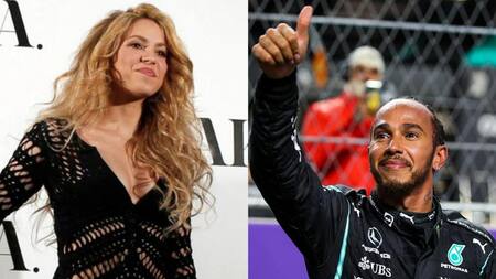 Shakira y Lewis Hamilton. Fotos: Reuters.