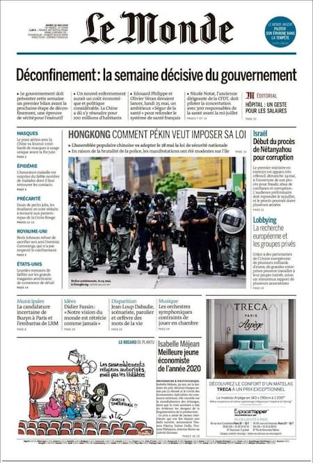 Tapas de diarios, Le Monde, martes 26 de mayo de 2020