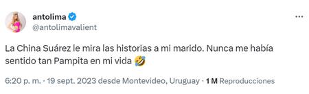 El posteo de la modelo. Foto: Twitter.