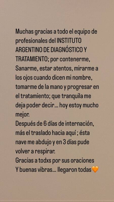La historia que compartió Romina Gaetani sobre su estado de salud. Foto: Instagram @rominagaetani.