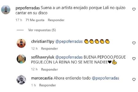 El comentario del mánager de Lali Espósito. Foto: Instagram.