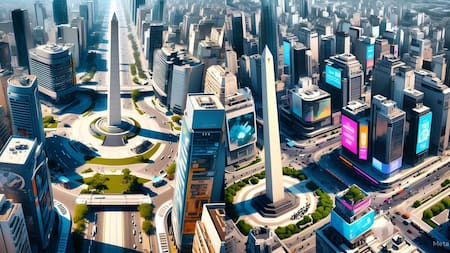 La Ciudad de Buenos Aires en 100 años. Foto: Meta IA.