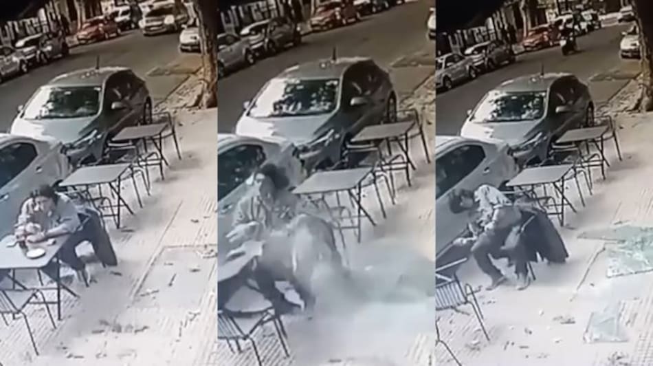 Accidente de un hombre que comía en un bar de Palermo.