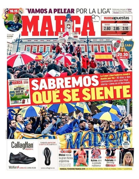 Diario Marca de España sobre la Superfinal entre Boca y River