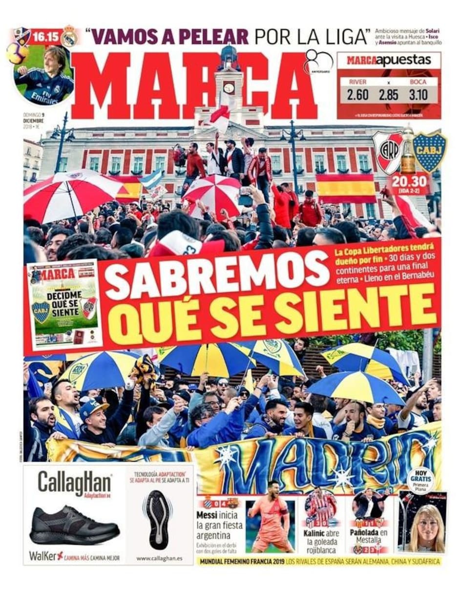 Diario Marca de España sobre la Superfinal entre Boca y River