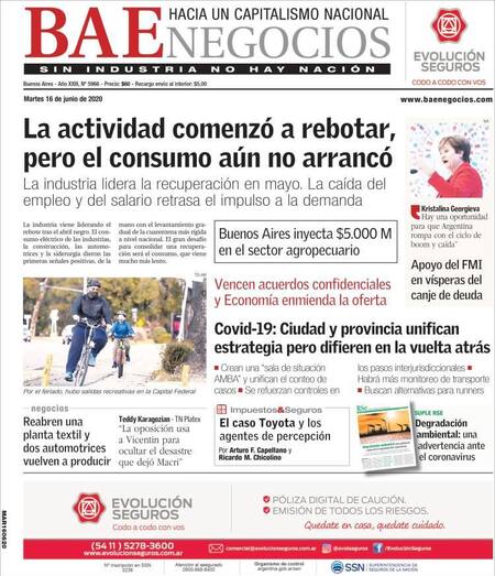 Tapas de diarios, BAE, martes 16 de junio de 2020