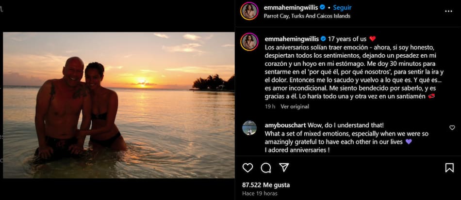 El posteo de la esposa de Bruce Willis. Foto: Instagram.
