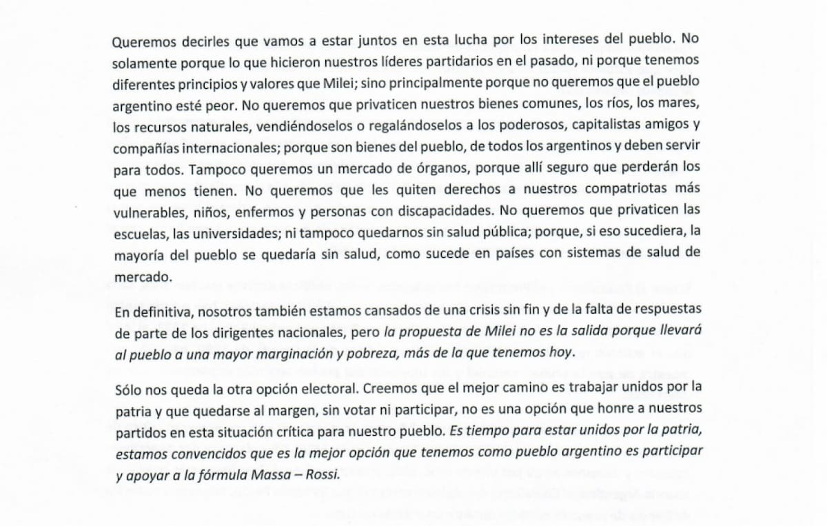 Tercera parte del comunicado.