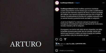 El comunicado sobre Arturo. Foto: Instagram