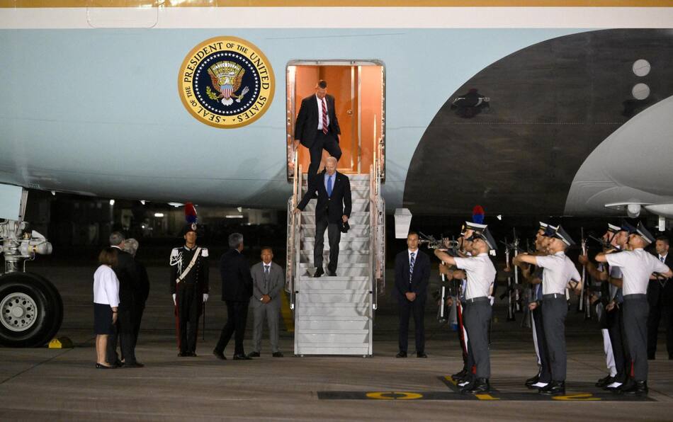 La llegada de Joe Biden a Italia para la cumbre del G7. Foto: EFE.