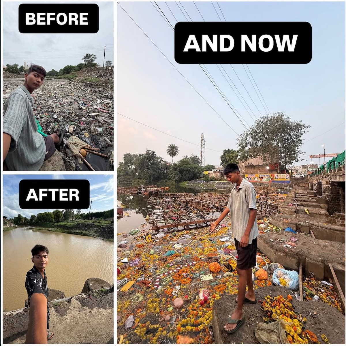 Surendra Singh Choudhary, conocido como Bittu Tabahi, comenzó a limpiar el río Ajnar en enero 2026.