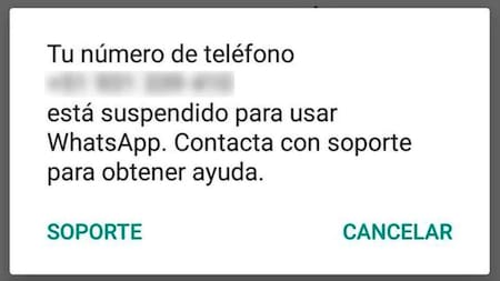 Suspensión de cuentas de WhatsApp. Fuente: WhatsApp.