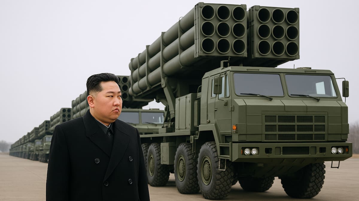 Kim Jong Un desvela una batería de lanzacohetes