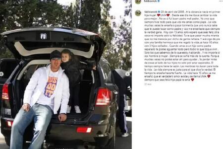 La publicación de Cristian Fabbiani. Foto: Instagram.