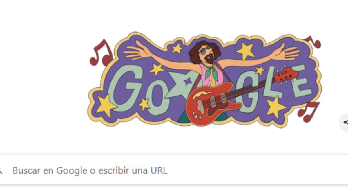 El Doodle de Google sobre el cantante Raul Seixas. Foto: Captura de pantalla.