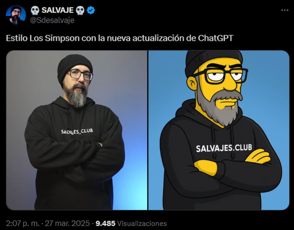 Imágen hecha por el "Modo Los Simpson" con ChatGPT. Fuente: X @Sdesalvaje