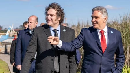 Martín Llaryora y Javier Milei.