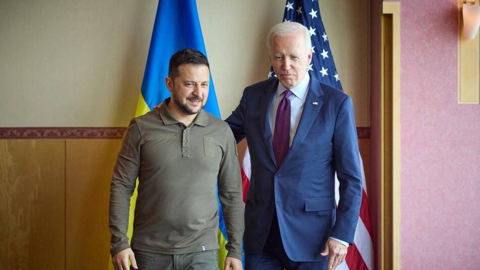 Joe Biden y Zelenski, G7. foto: Reuters