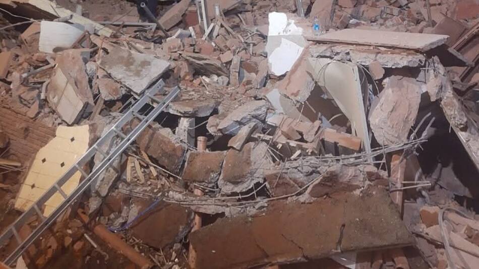 Derrumbe en un hotel de Villa Gesell. Foto: X.