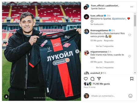 La presentación de Pablo Solari en Rusia. Foto: Instagram