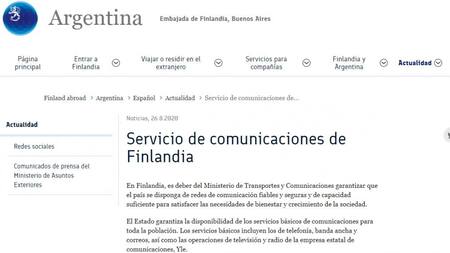 Comunicado, Servicio de comunicaciones de Finlandia