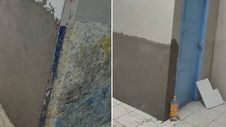 El mal estado del vestuario. Fotos: capturas de video