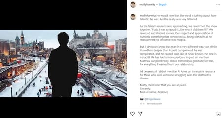 El posteo de la ex de Matthew Perry. Foto: Instagram.