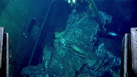 Los restos del portaaviones USS Yorktown, hundido durante la Segunda Guerra Mundial. Foto: X/@oceanexplorer