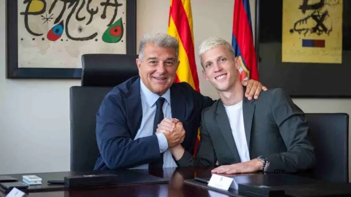 Joan Laporta y Dani Olmo.