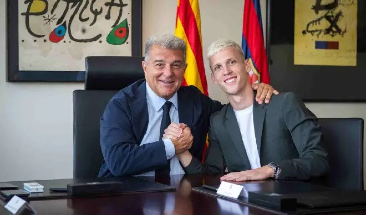 Joan Laporta y Dani Olmo.