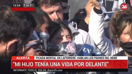 Padres de nene muerto en picada en Laferrere, móvil Canal 26
