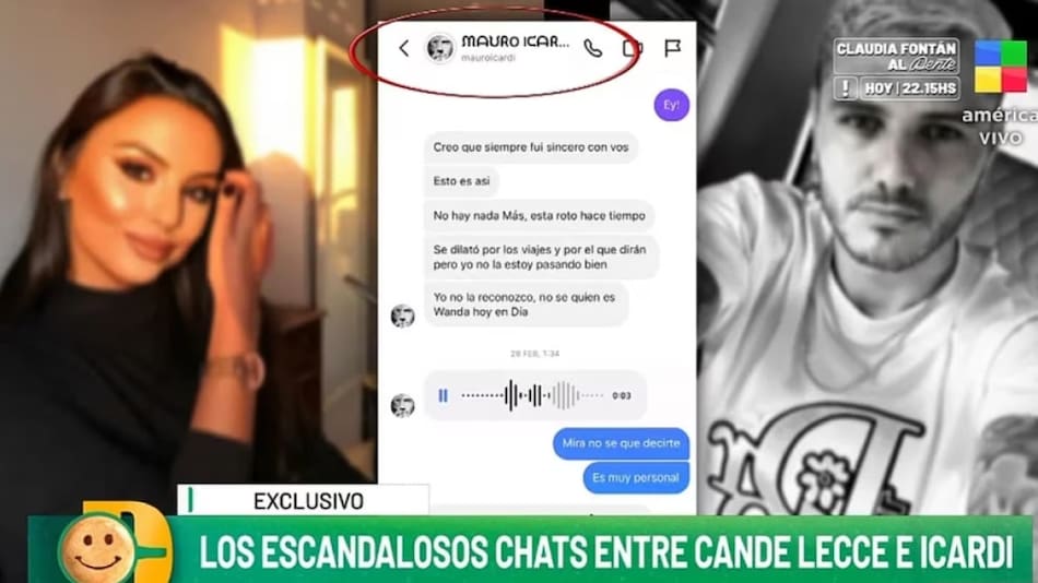 Cande Lecce mostró su chat con Icardi. Foto: captura América TV.