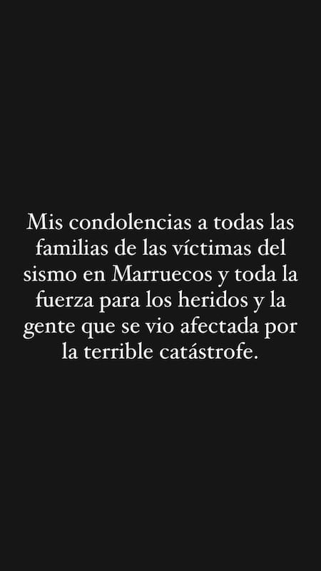 El mensaje de Messi a las víctimas por el terremoto en Marruecos. Foto: Instagram @leomessi.