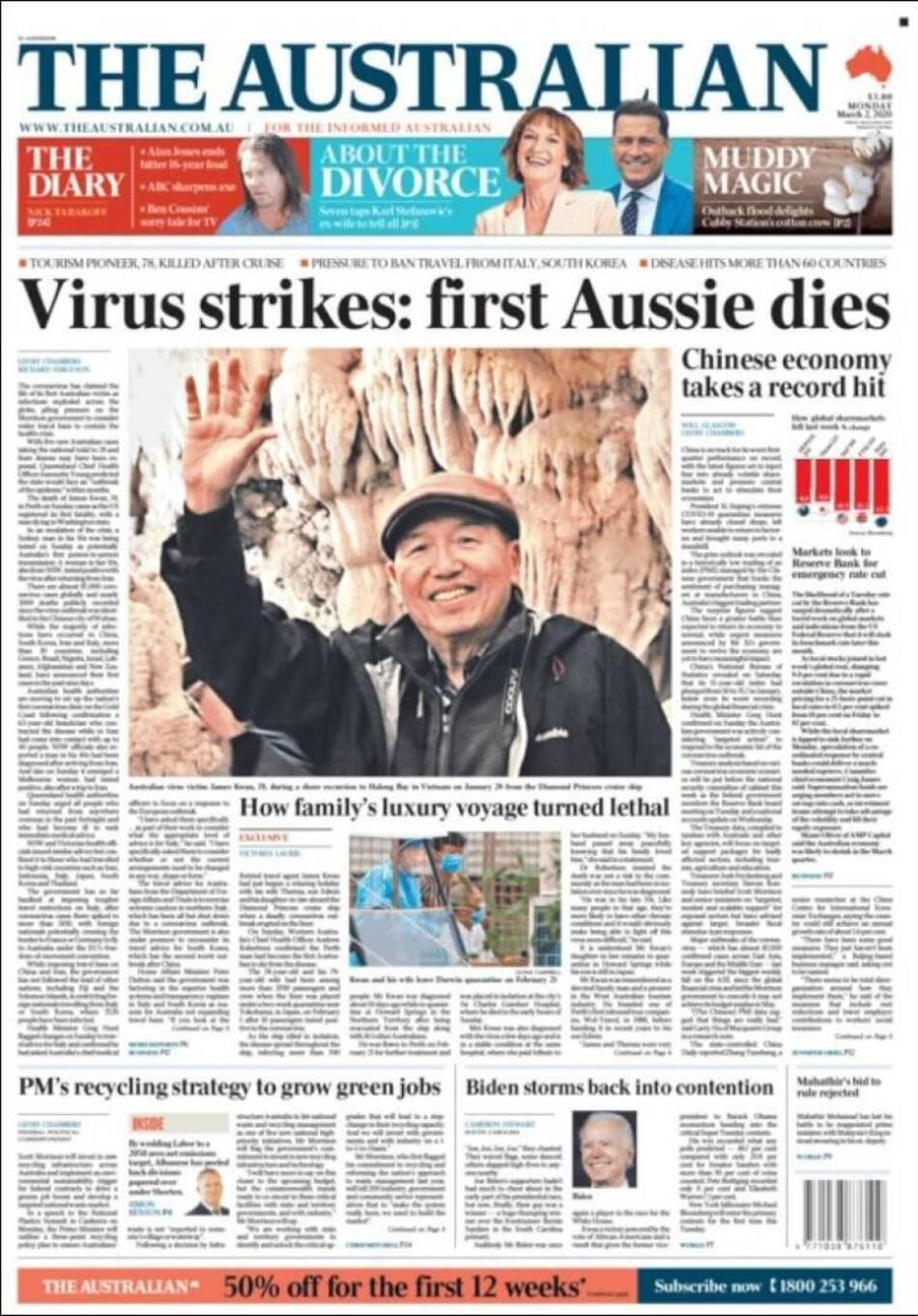 Tapa diarios, Australia, lunes 2 de marzo de 2020|