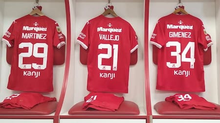 Camisetas de los futbolistas de Independiente. Foto: Twitter @Independiente.