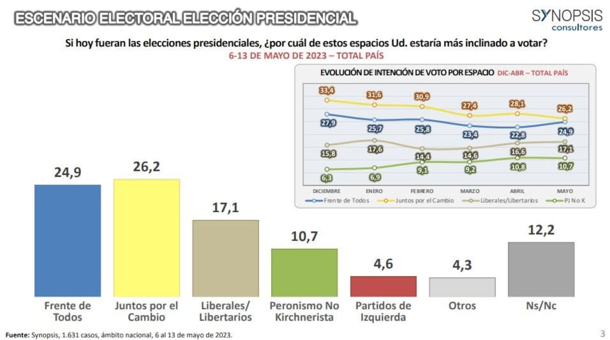Datos de la encuesta de Synopsis sobre las Elecciones 2023. Foto: Synopsis.