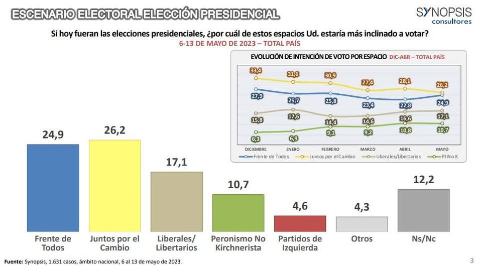 Datos de la encuesta de Synopsis sobre las Elecciones 2023. Foto: Synopsis.