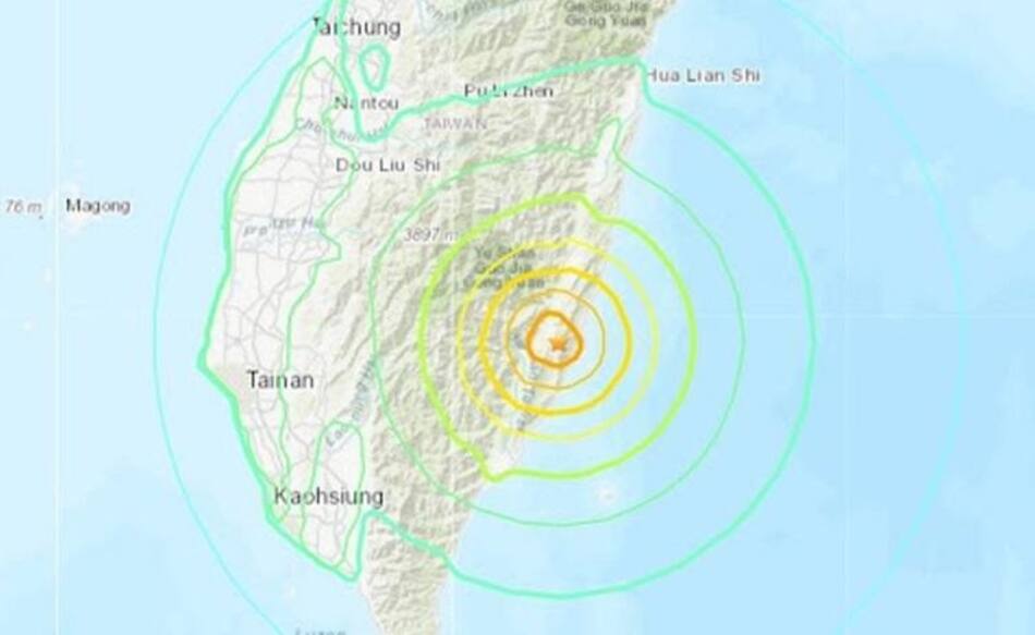 Terremoto en Taiwan, foto: USGS