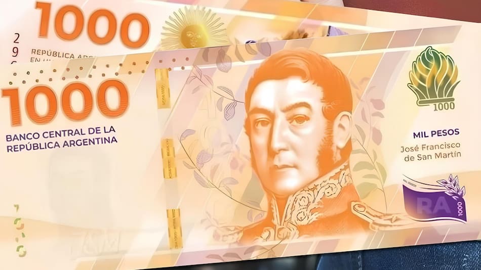 Billete de $1.000. Foto: Banco Central.