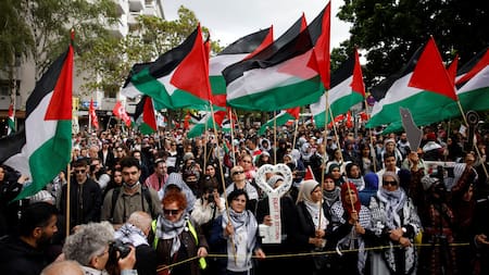 Manifestación en memoria de la Nakba. Foto: Reuters/Axel Schmidt