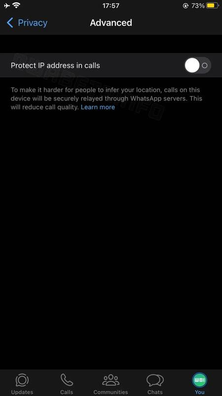 "Proteger la dirección IP en las llamadas". Foto: WABetaInfo