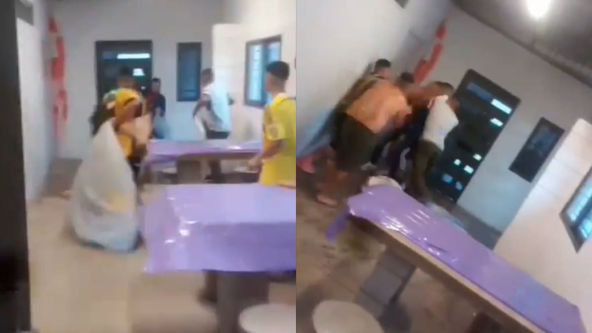 Pelea entre presos en Melchor Romero. Foto: Captura.